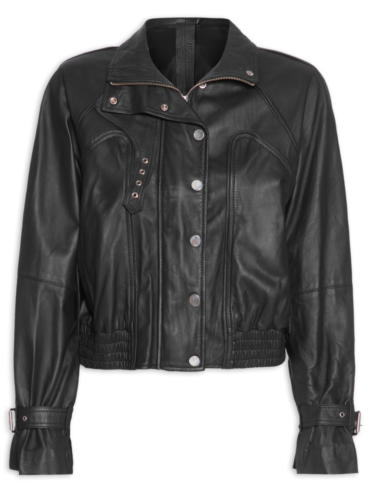 Jaqueta Feminina De Couro Bomber Preto Animale