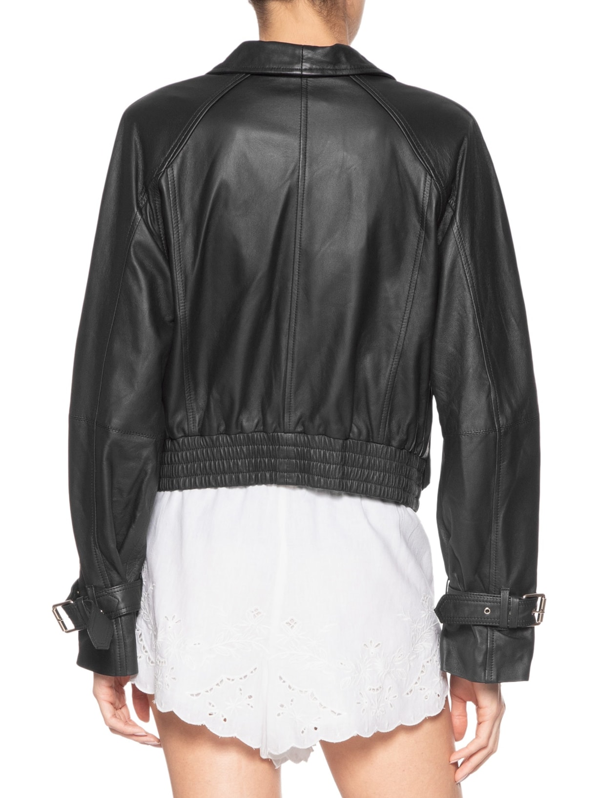 Jaqueta Feminina De Couro Bomber Preto Animale