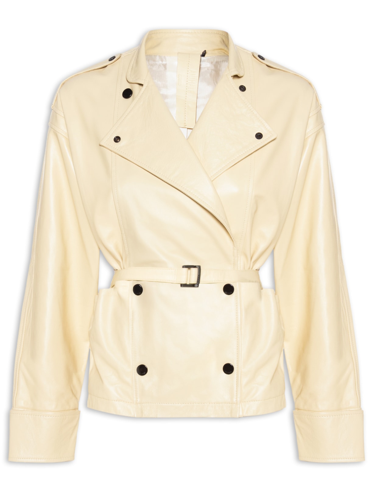 Jaqueta Feminina De Couro Botões Color Amarelo Animale