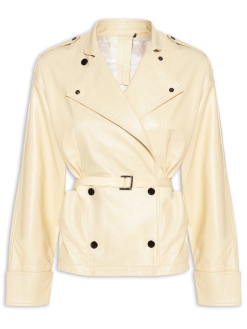 Jaqueta Feminina De Couro Botões Color - Amarelo