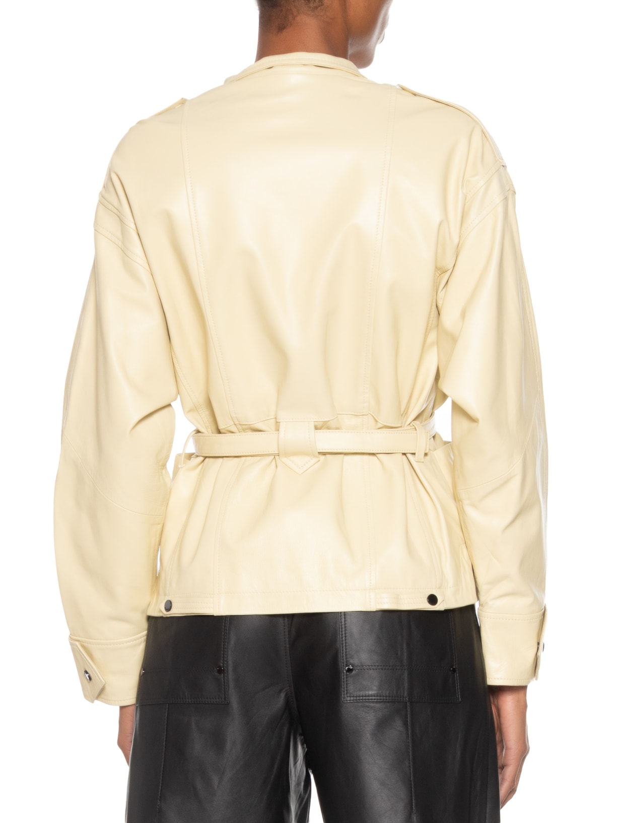 Jaqueta Feminina De Couro Botões Color Amarelo Animale