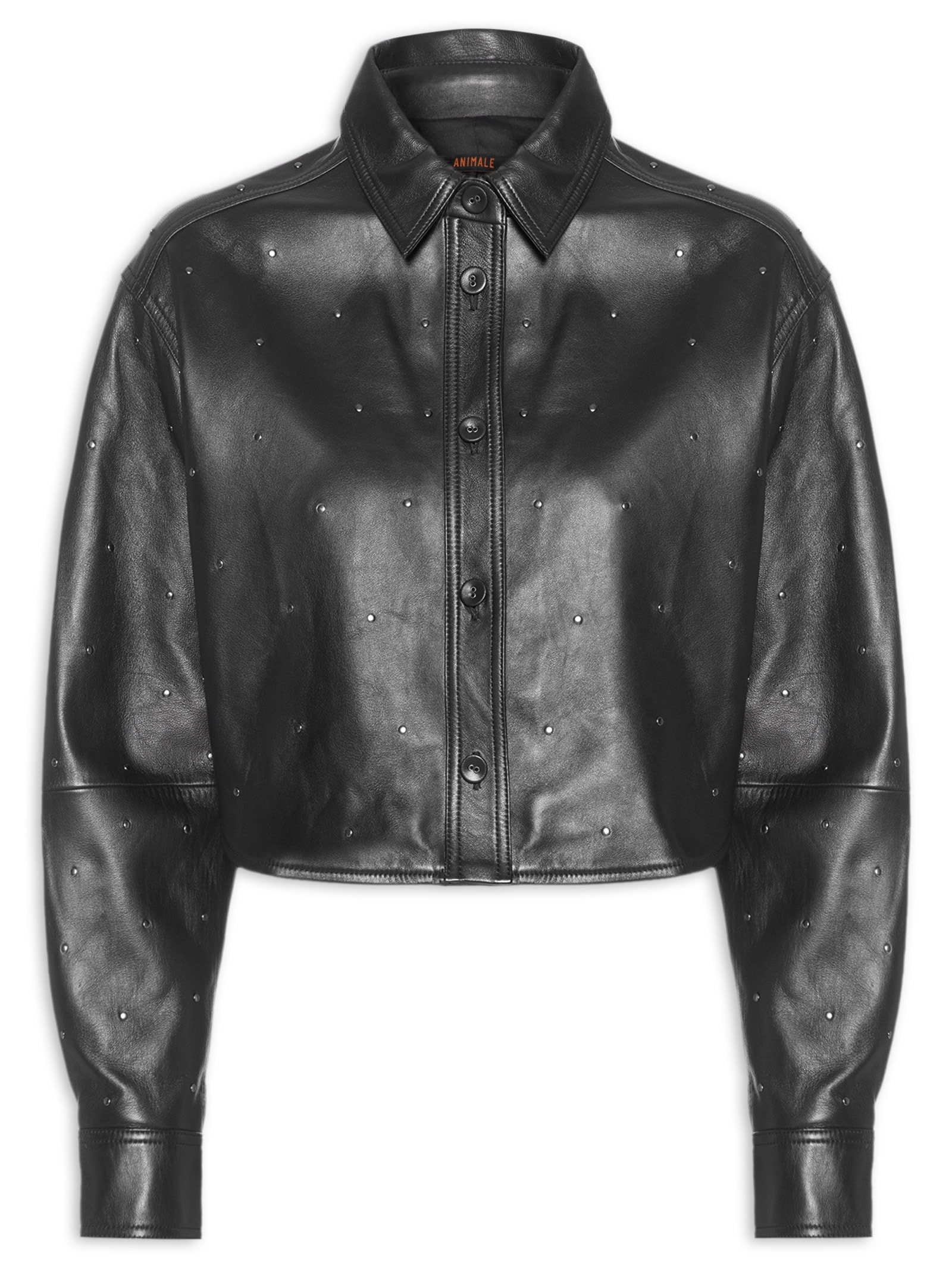 Jaqueta Feminina De Couro Mini Tachas - Preto - Animale