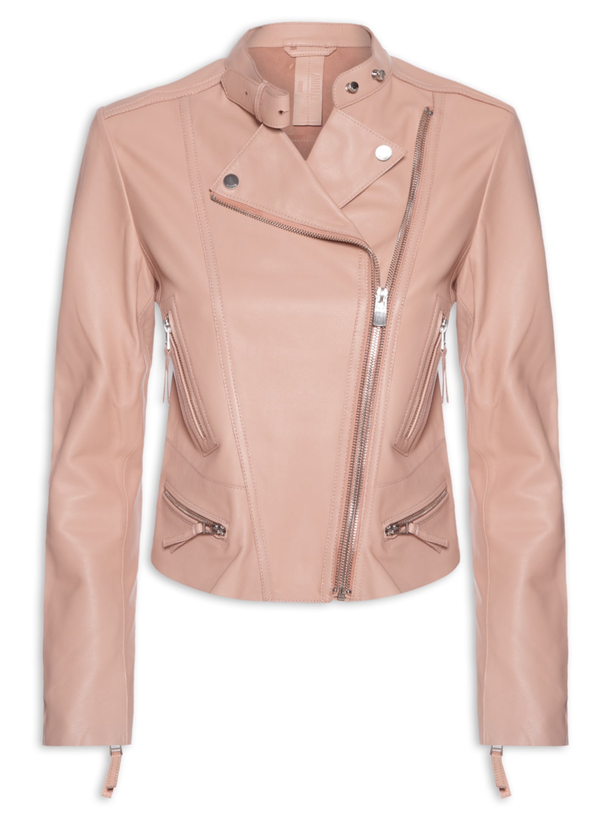 Jaqueta Feminina De Couro Motor Classic Rosa Animale