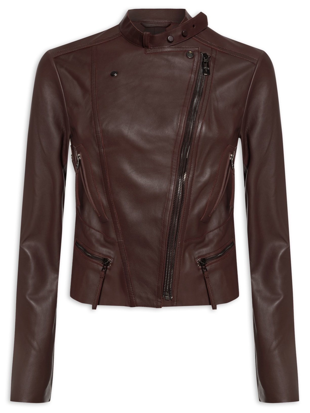 Jaqueta Feminina De Couro Motor Classica - Marrom