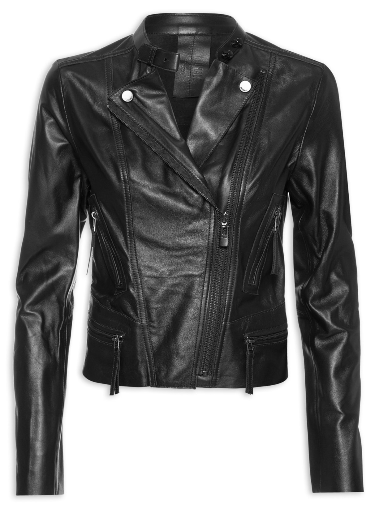 Jaqueta Feminina De Couro Motor Clássica - Preto