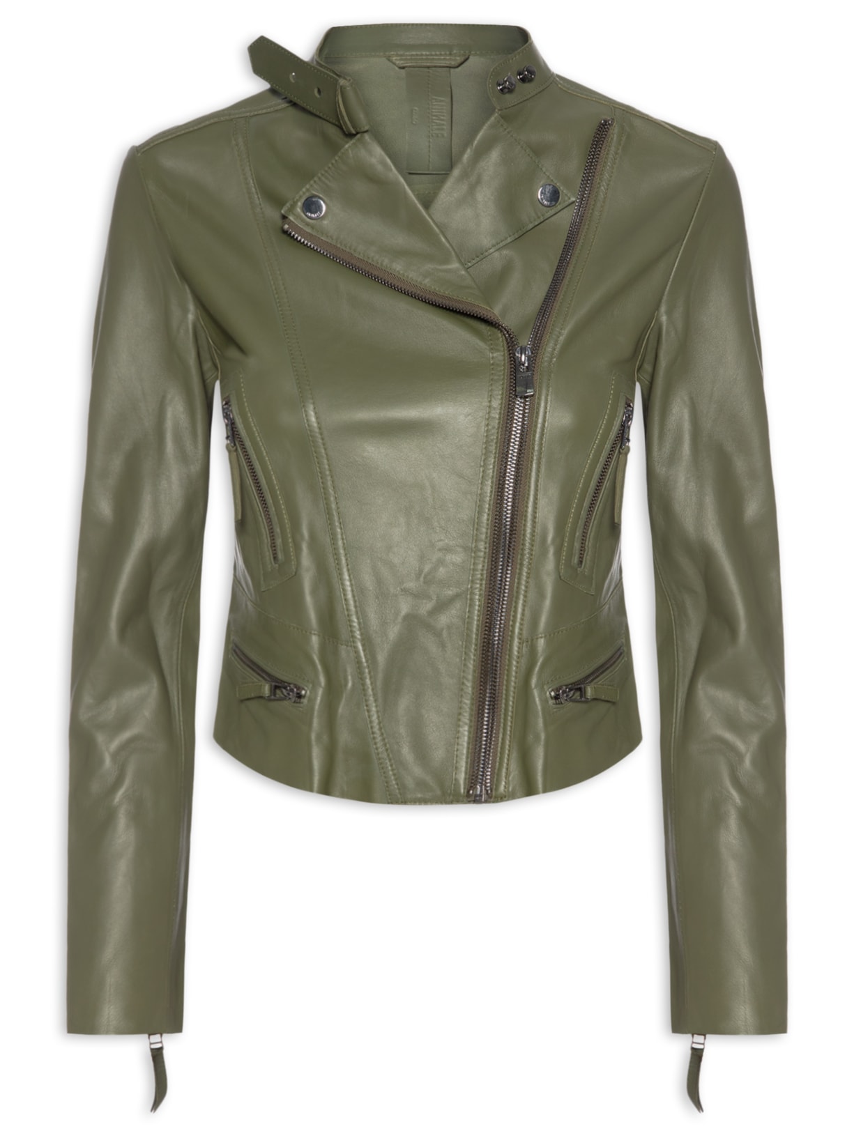 Jaqueta Feminina De Couro Motor Clássica - Verde