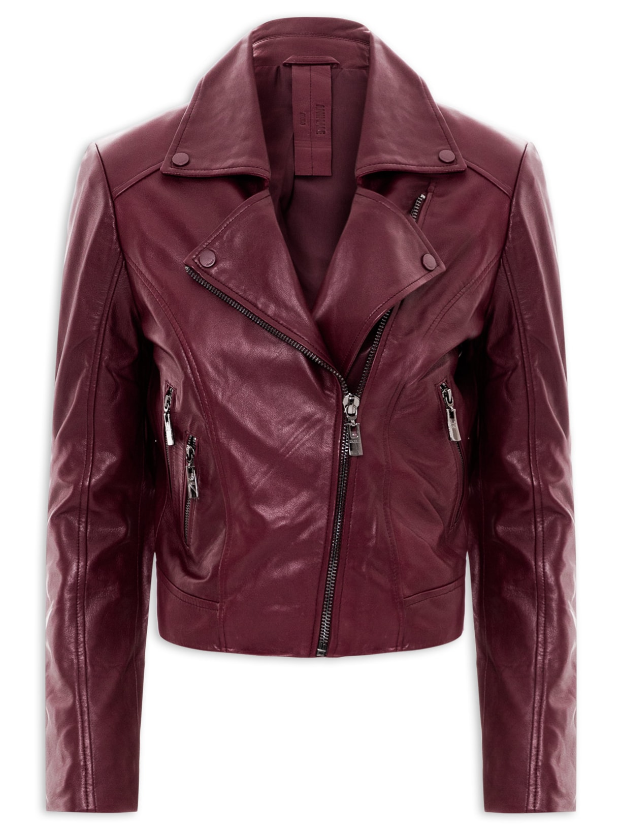 Jaqueta Feminina De Couro Perfecto Clássica - Vermelho