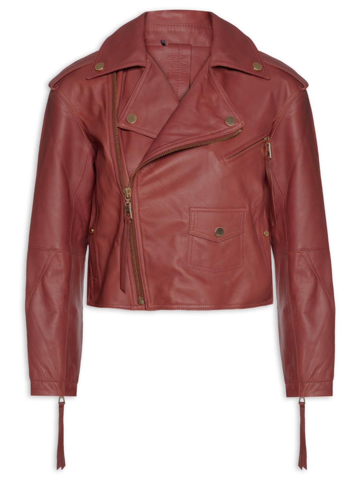 Jaqueta Feminina De Couro Perfecto Foleo - Vermelho