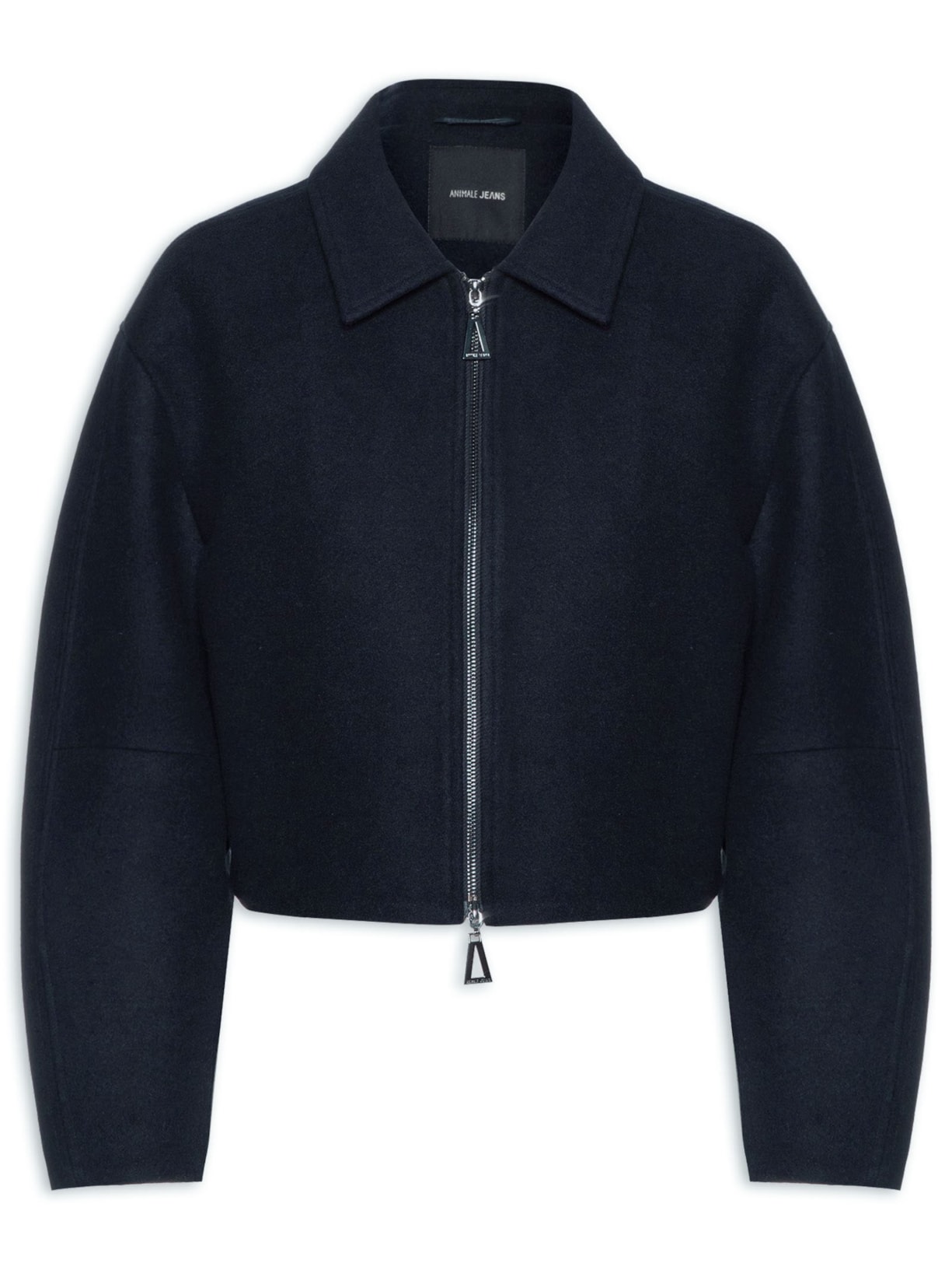 Jaqueta Feminina De Lã Com Recortes - Azul