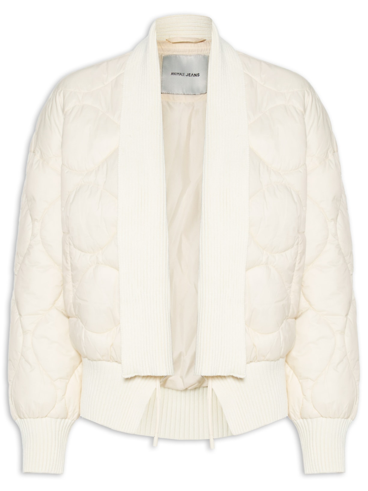 Jaqueta Feminina De Nylon Com Gola Ribana - Branco