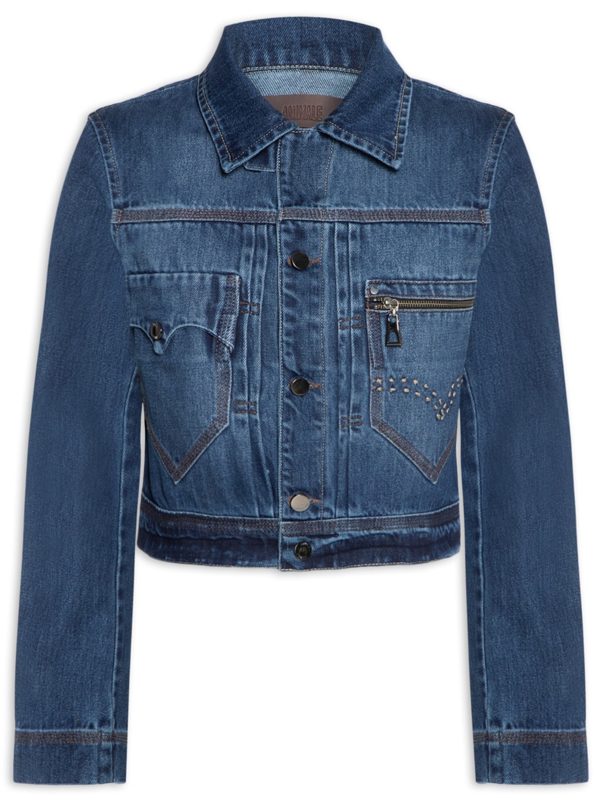 Jaqueta Feminina Denim Zíper Azul Animale