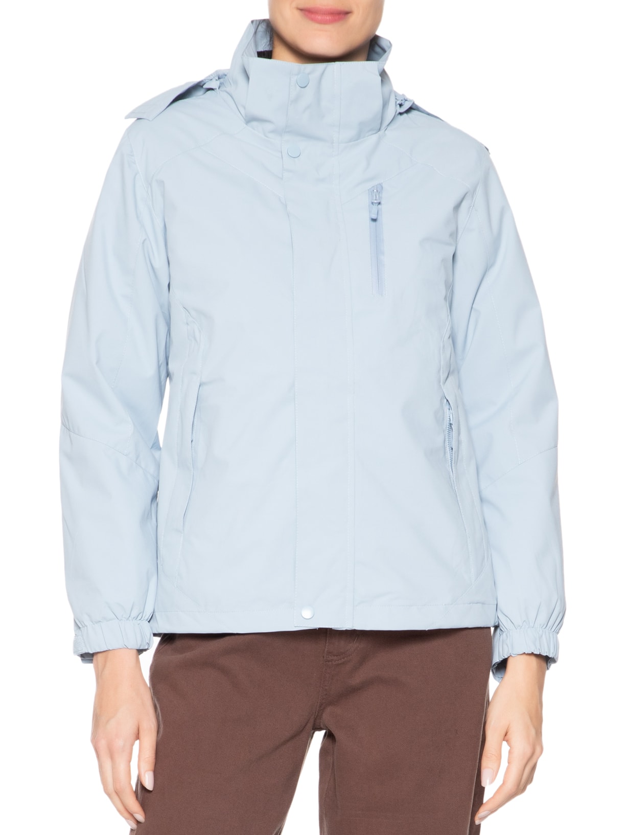 Jaqueta Feminina Dois Em Um Capuz Removível Azul Basiq