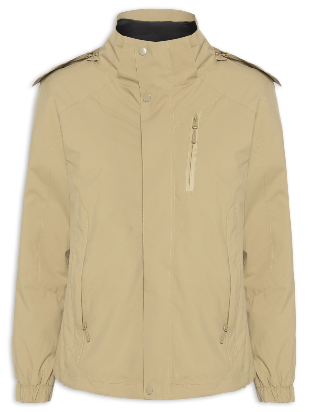 Jaqueta Feminina Dois Em Um Capuz Removível - Bege