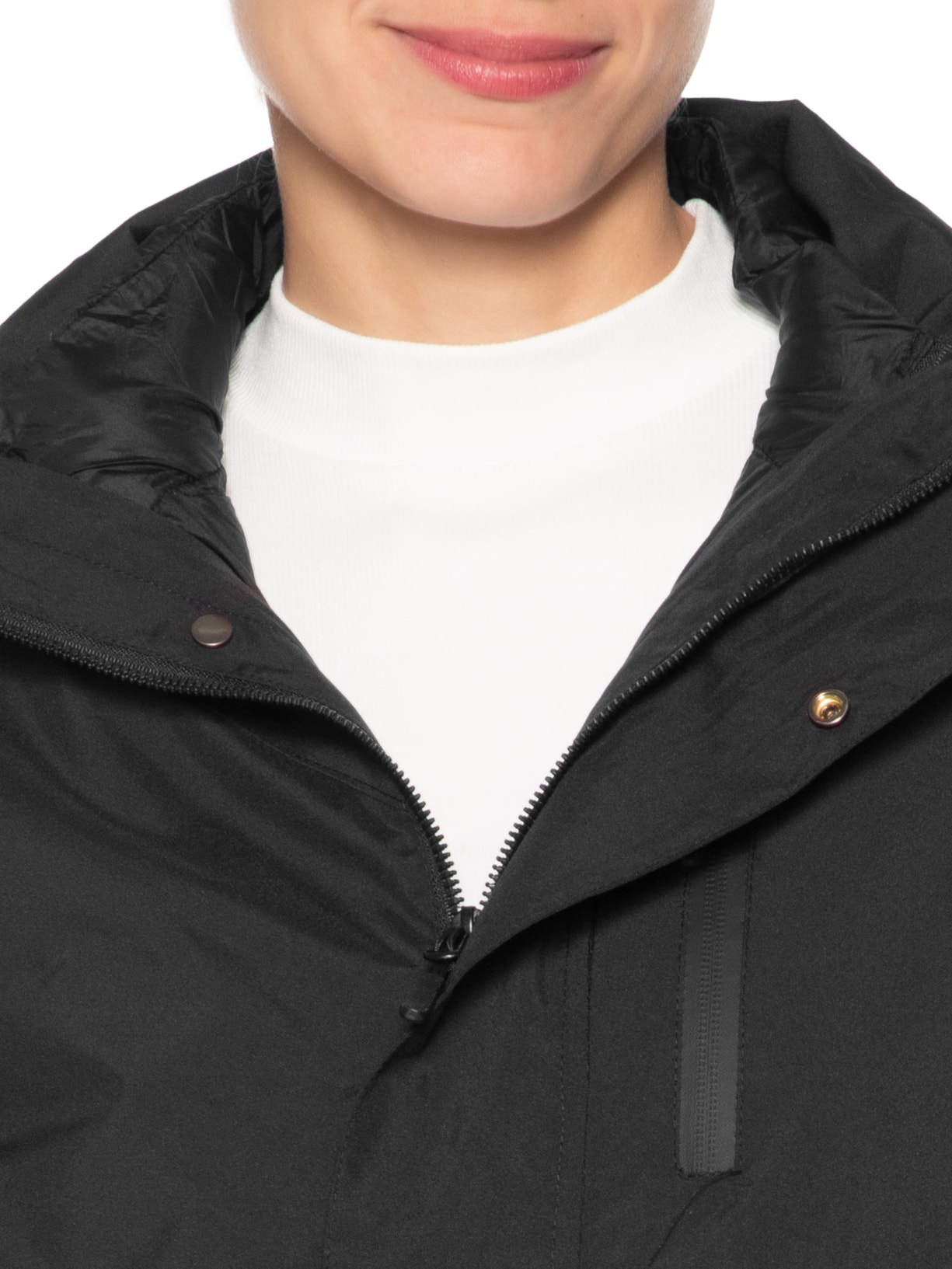 Jaqueta Feminina Dois Em Um Capuz Removível Preto Basiq