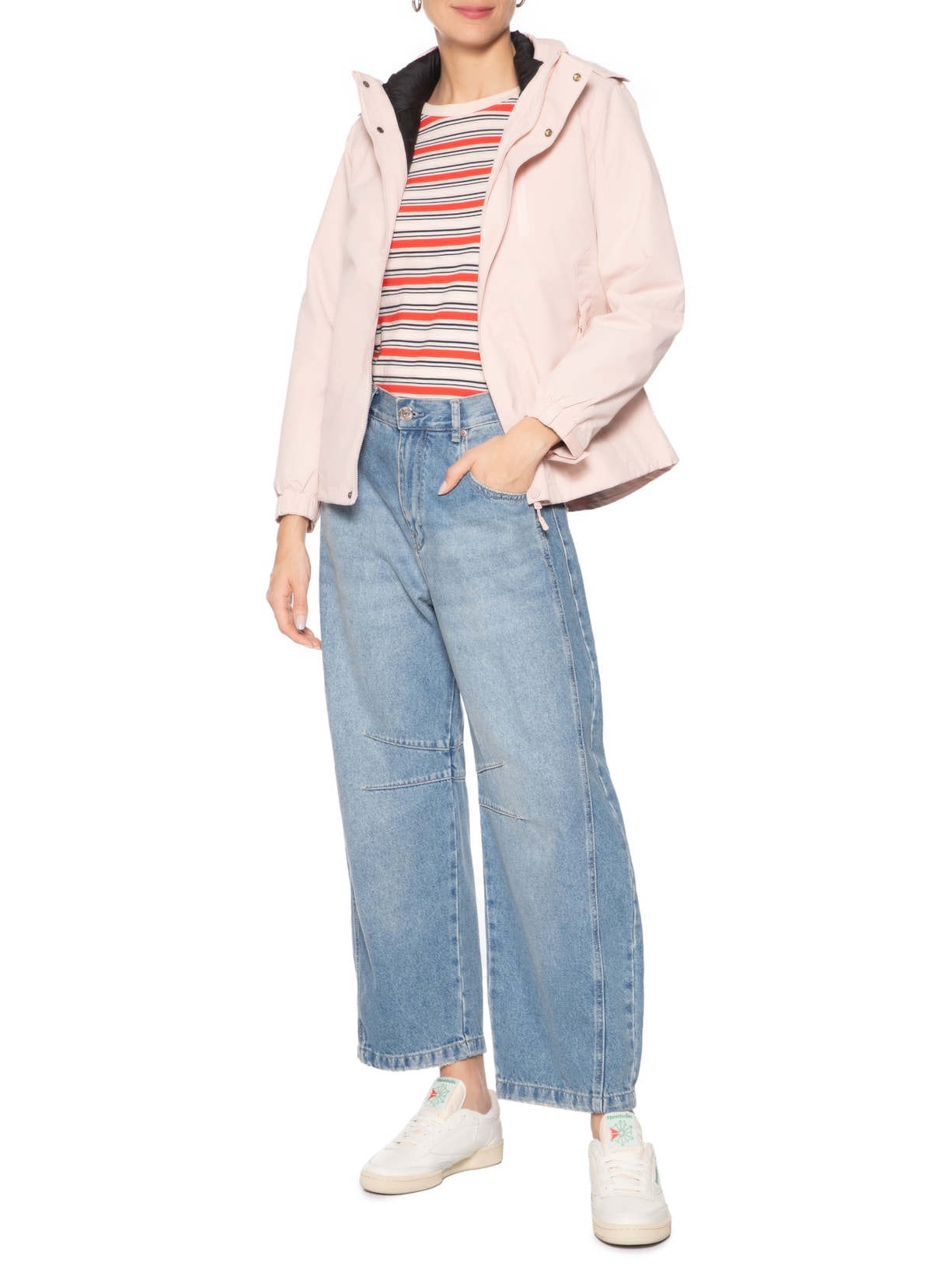 Jaqueta Feminina Dois Em Um Capuz Removível Rosa Basiq