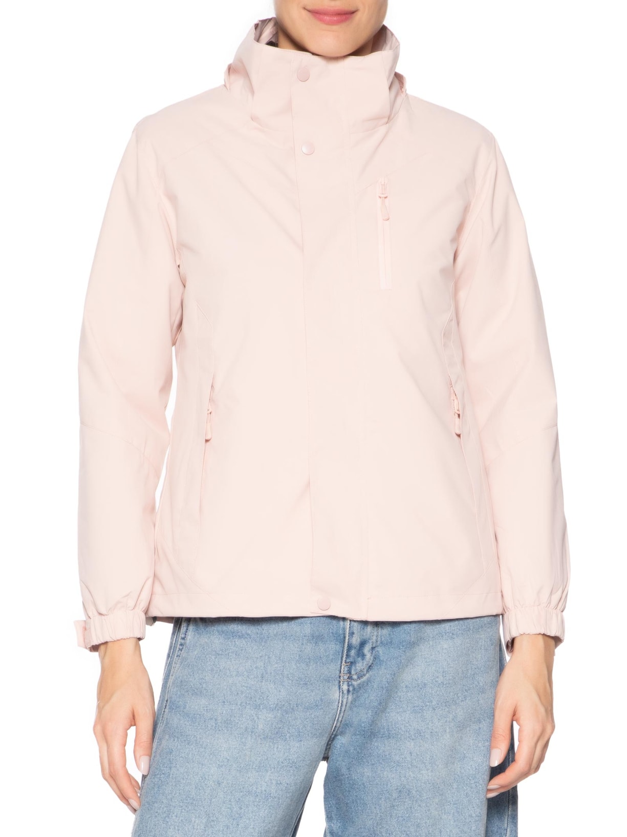 Jaqueta Feminina Dois Em Um Capuz Removível Rosa Basiq