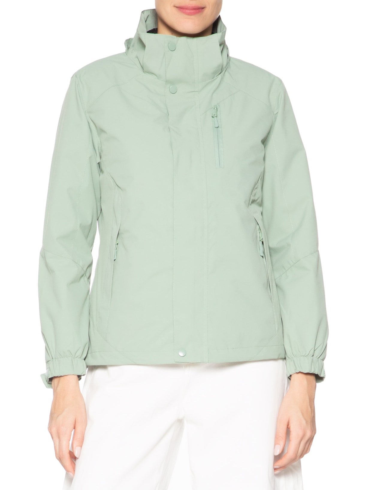 Jaqueta Feminina Dois Em Um Capuz Removível Verde Basiq