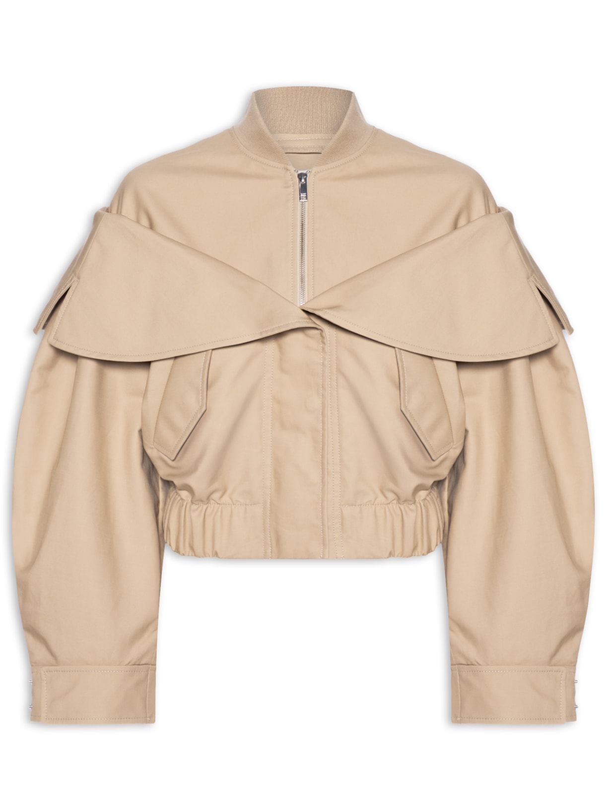 Jaqueta Feminina Double Cotton Bomber Bege Ganni