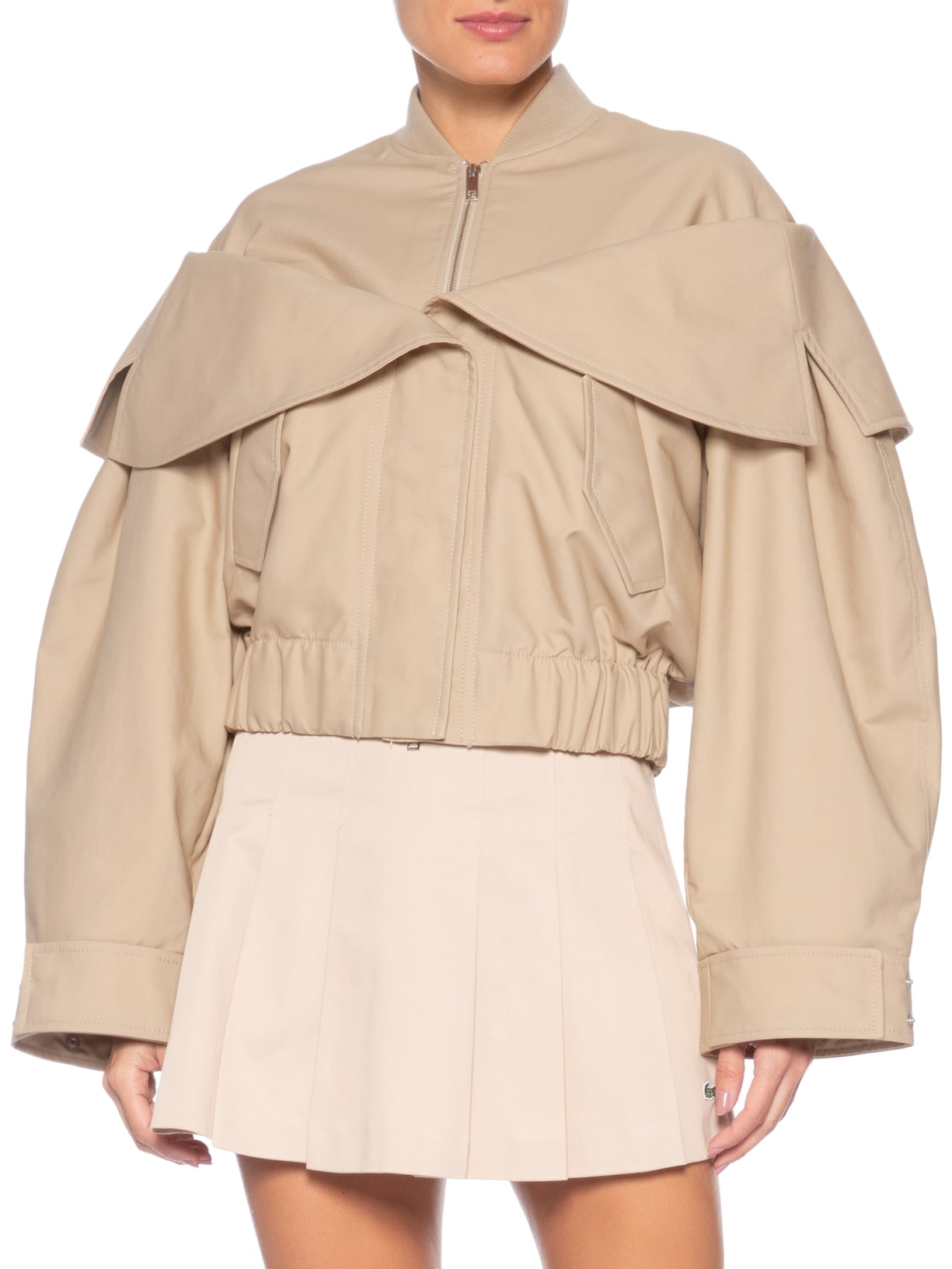 Jaqueta Feminina Double Cotton Bomber Bege Ganni