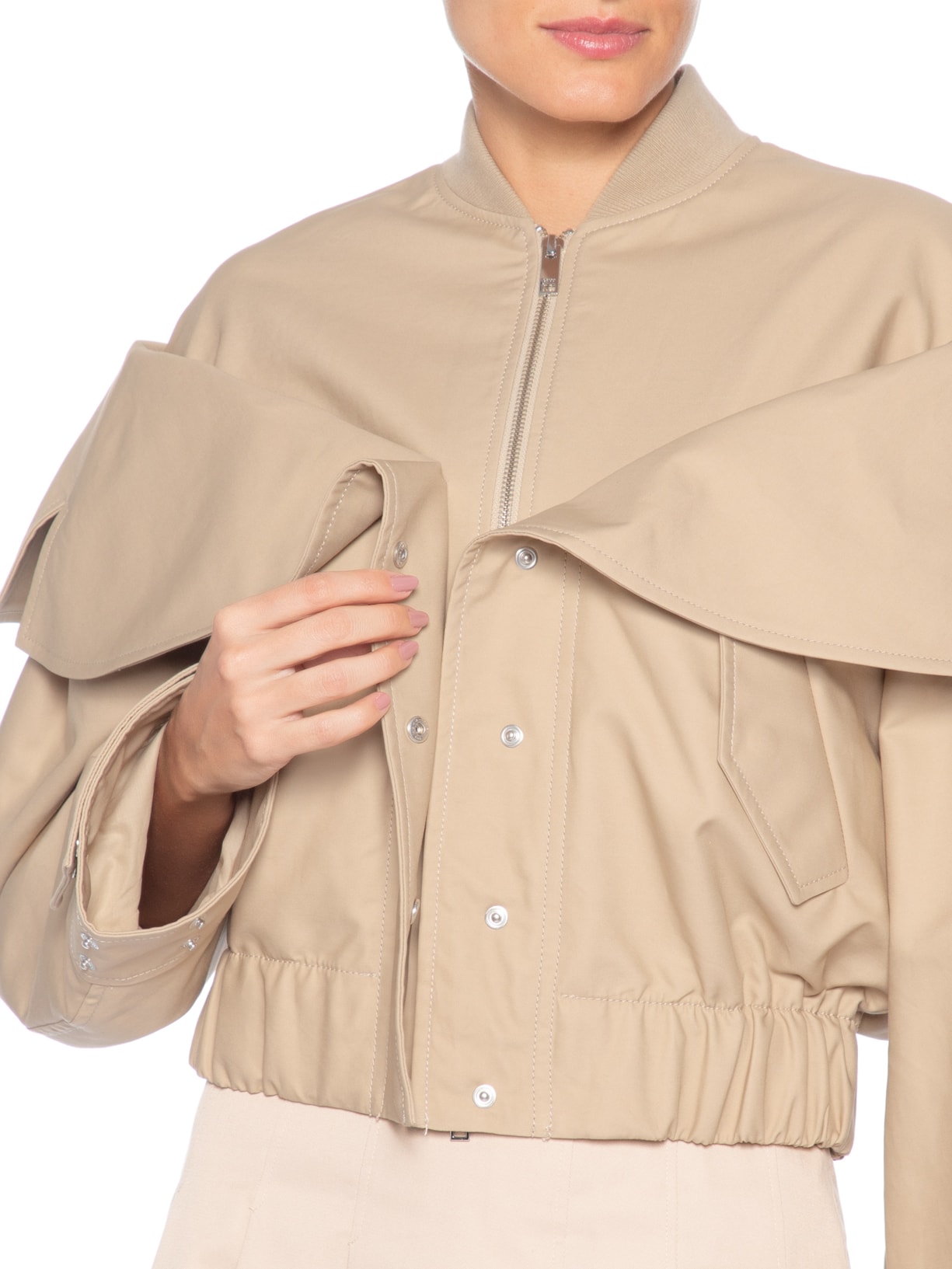 Jaqueta Feminina Double Cotton Bomber Bege Ganni
