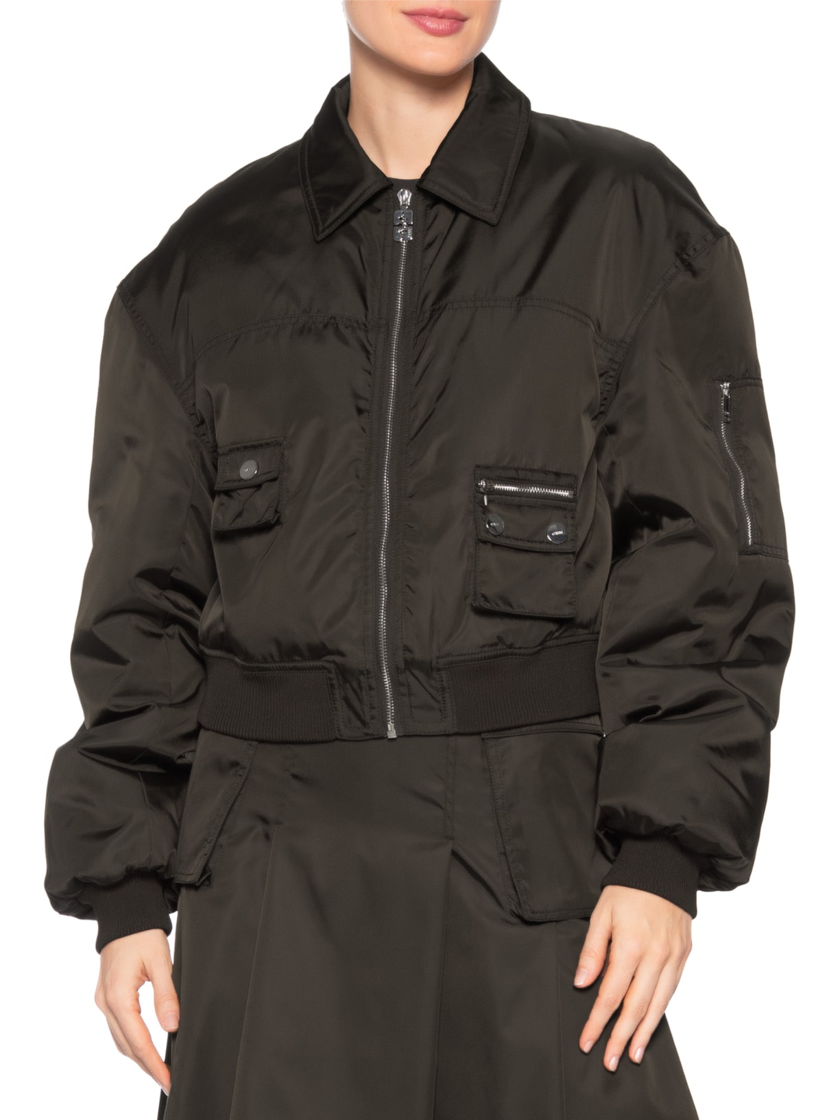 Jaqueta Feminina Duchesse Nylon Bomber – Marrom Ganni