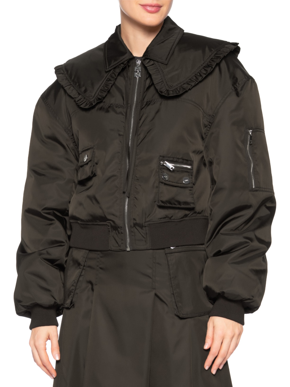 Jaqueta Feminina Duchesse Nylon Bomber – Marrom Ganni