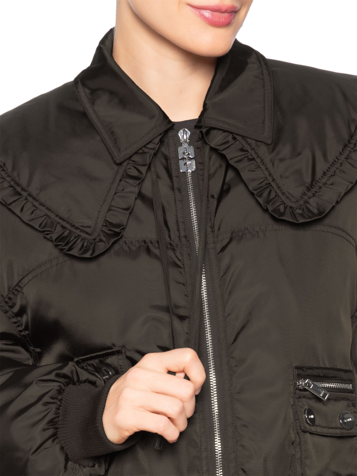 Jaqueta Feminina Duchesse Nylon Bomber – Marrom Ganni