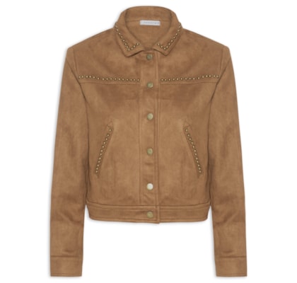 Jaqueta Feminina em Suede com Tachas - Marrom