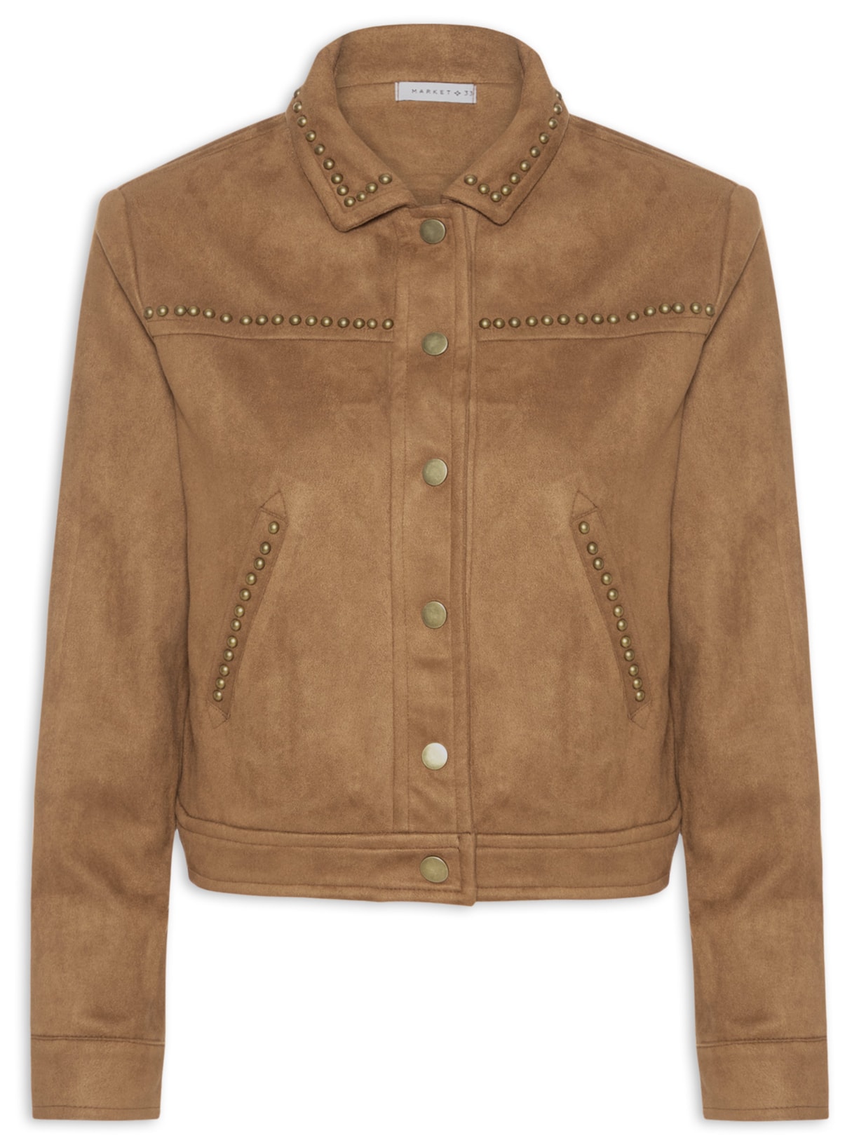 Jaqueta Feminina em Suede com Tachas - Marrom