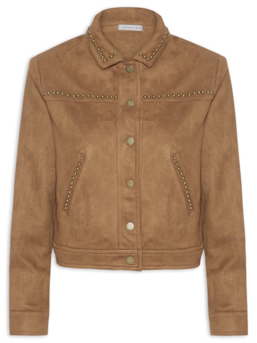 Jaqueta Feminina em Suede com Tachas - Marrom