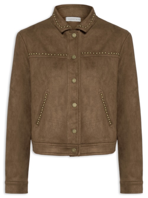 Jaqueta Feminina em Suede com Tachas - Marrom