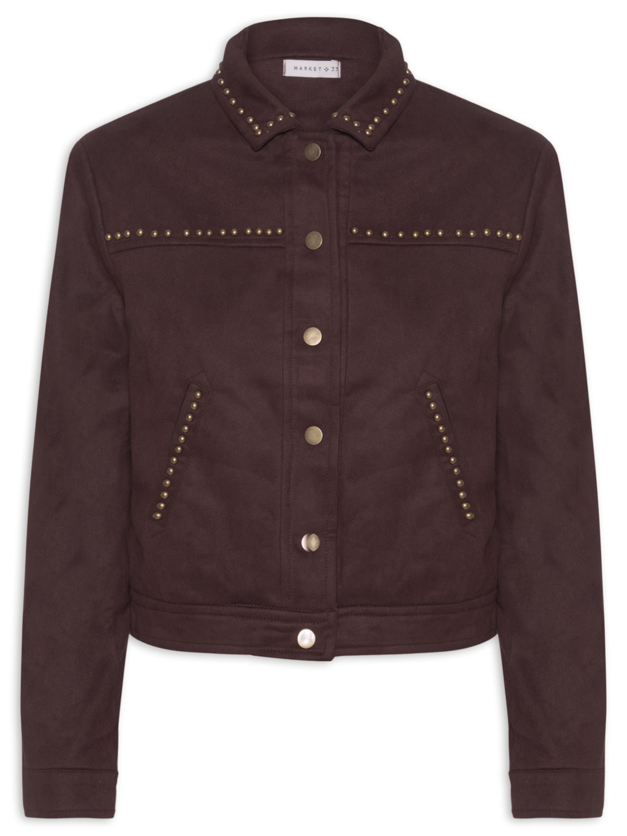 Jaqueta Feminina em Suede com Tachas Vermelho Market 33