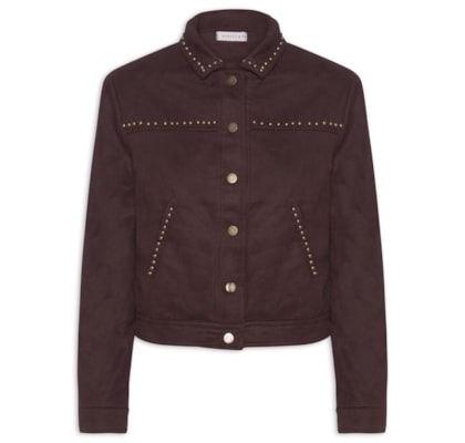 Jaqueta Feminina em Suede com Tachas - Vermelho