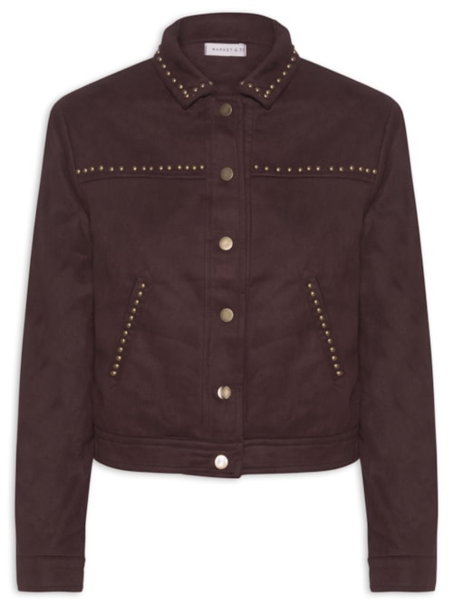 Jaqueta Feminina em Suede com Tachas - Vermelho