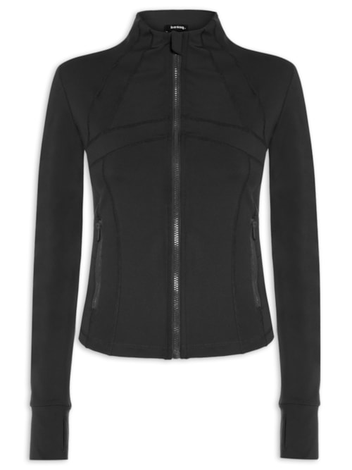 Jaqueta Feminina Esportiva Com Recortes - Preto
