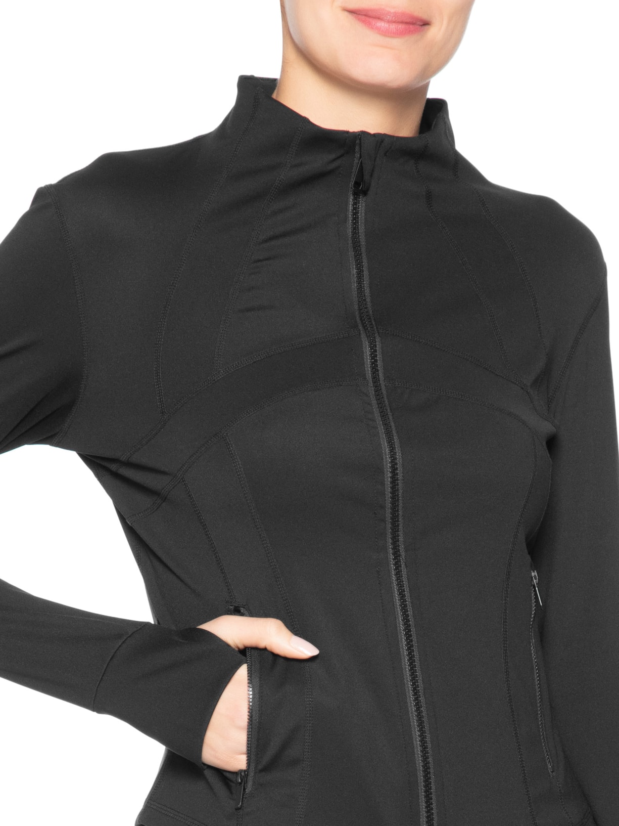 Jaqueta Feminina Esportiva Com Recortes Preto Basiq