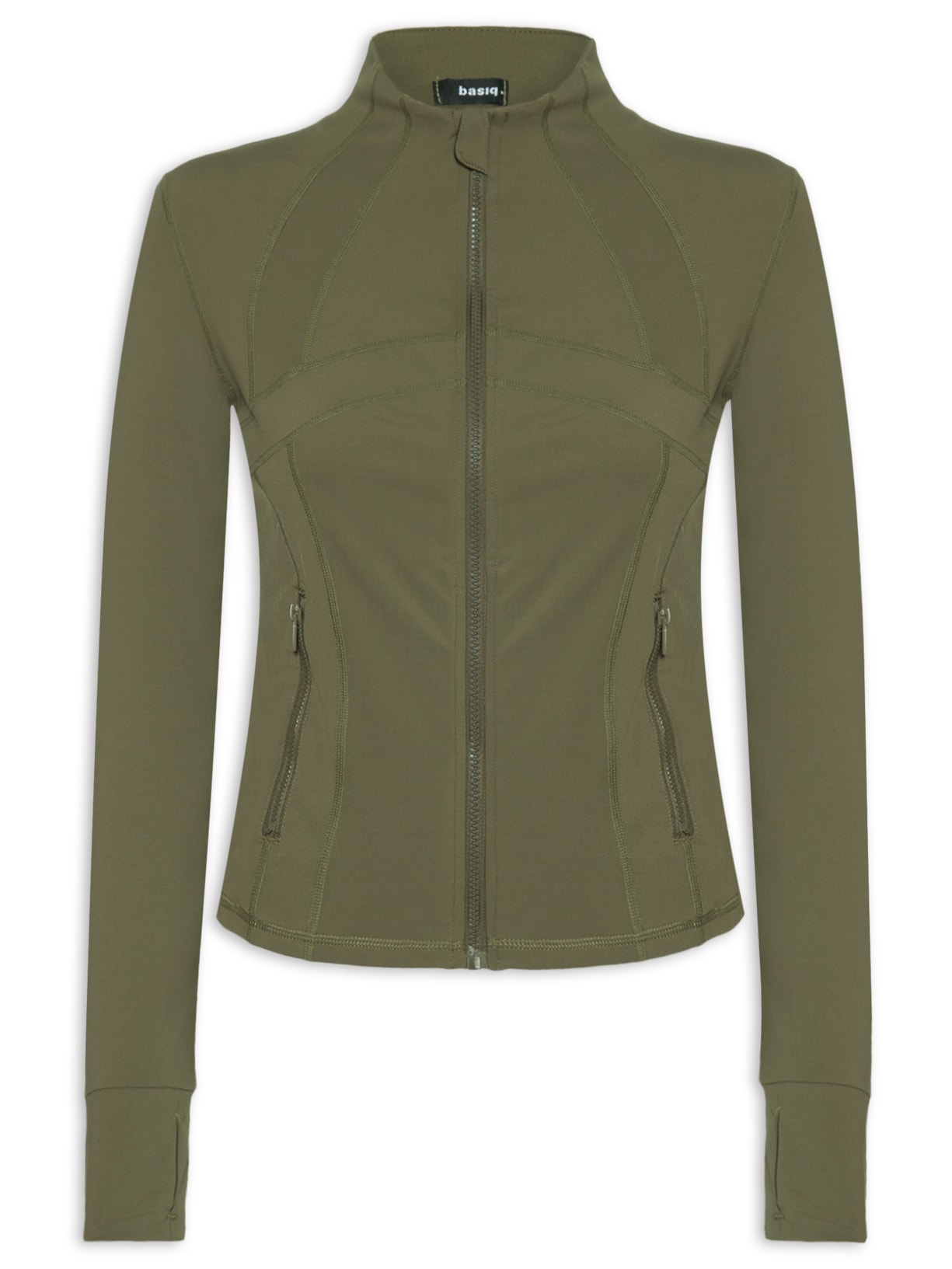 Jaqueta Feminina Esportiva Com Recortes Verde Basiq