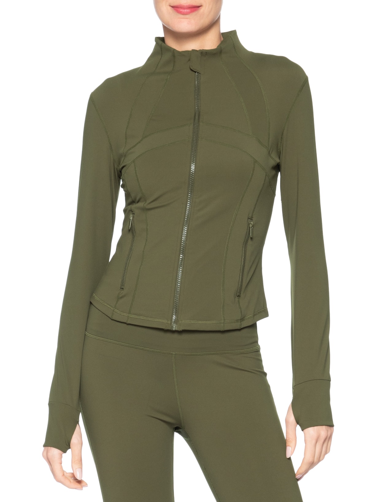 Jaqueta Feminina Esportiva Com Recortes Verde Basiq