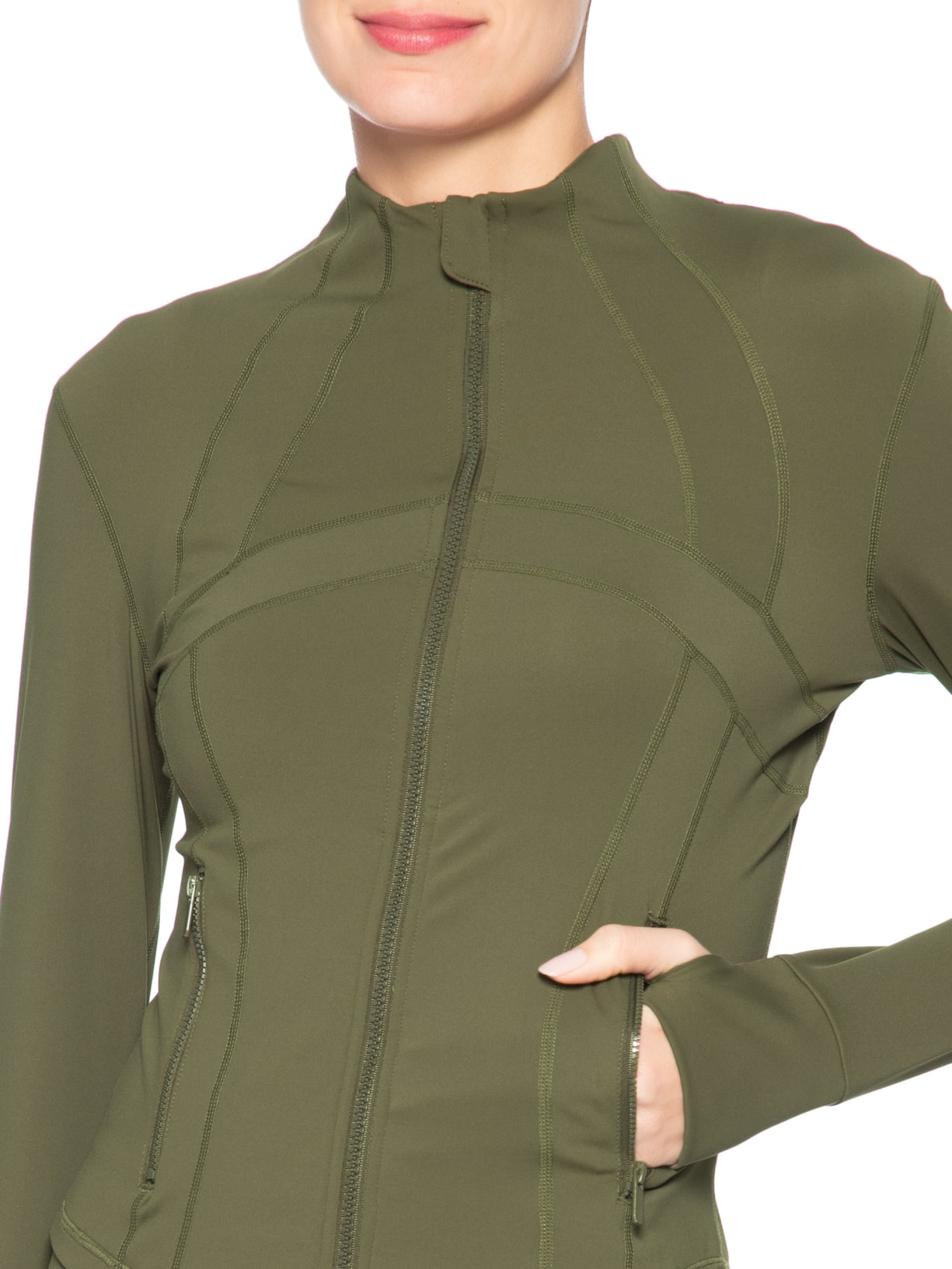 Jaqueta Feminina Esportiva Com Recortes Verde Basiq