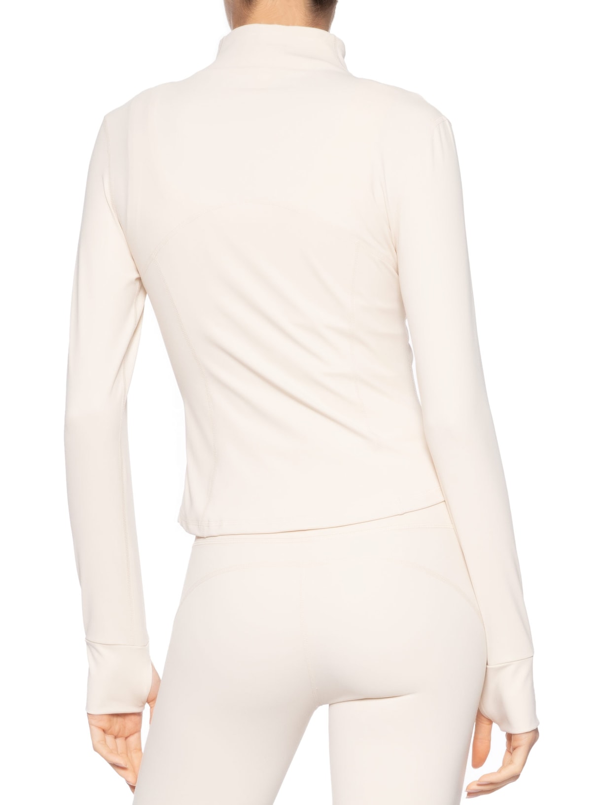 Jaqueta Feminina Esportiva Justa Ao Corpo Bege Basiq