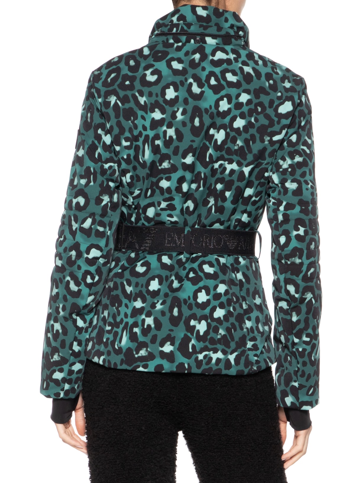 Jaqueta Feminina Estampa Com Gola De Pelos Verde Ea7 Emporio Armani