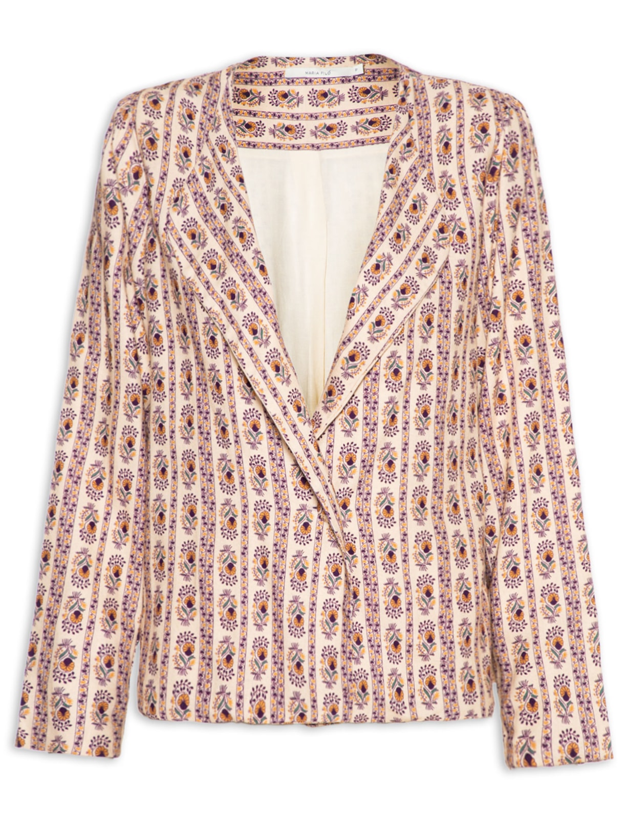 Jaqueta Feminina Estampa Listras Ramos - Roxo