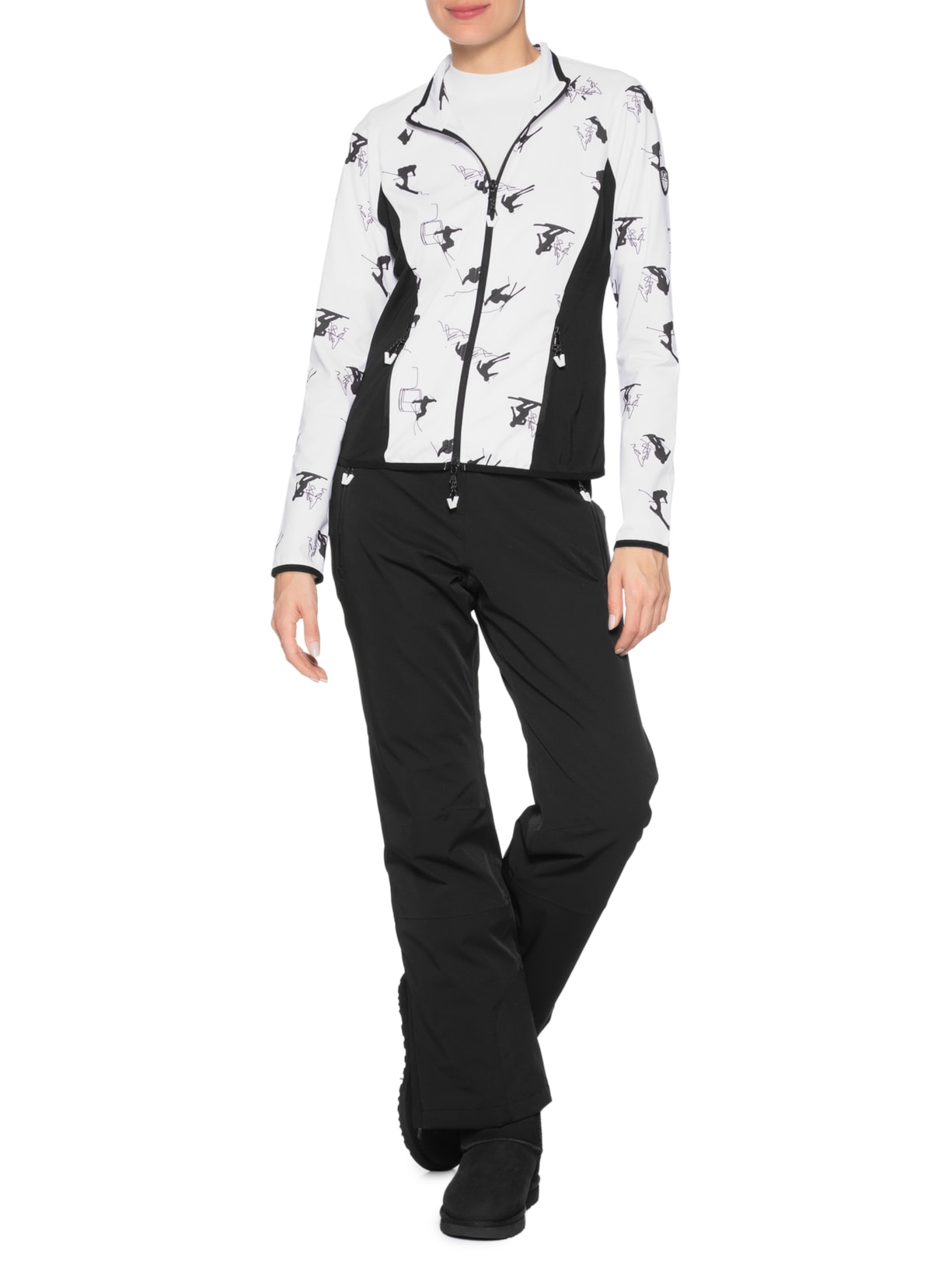 Jaqueta Feminina Estampada Com Recorte Lateral Branco Ea7 Emporio Armani