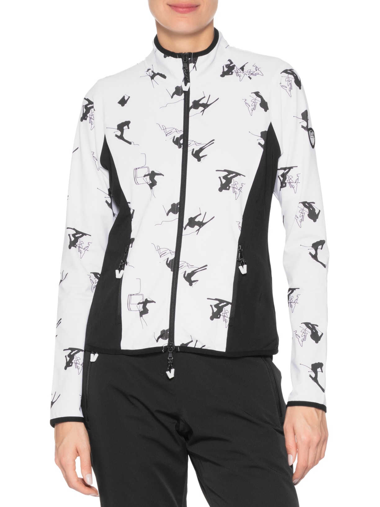 Jaqueta Feminina Estampada Com Recorte Lateral Branco Ea7 Emporio Armani