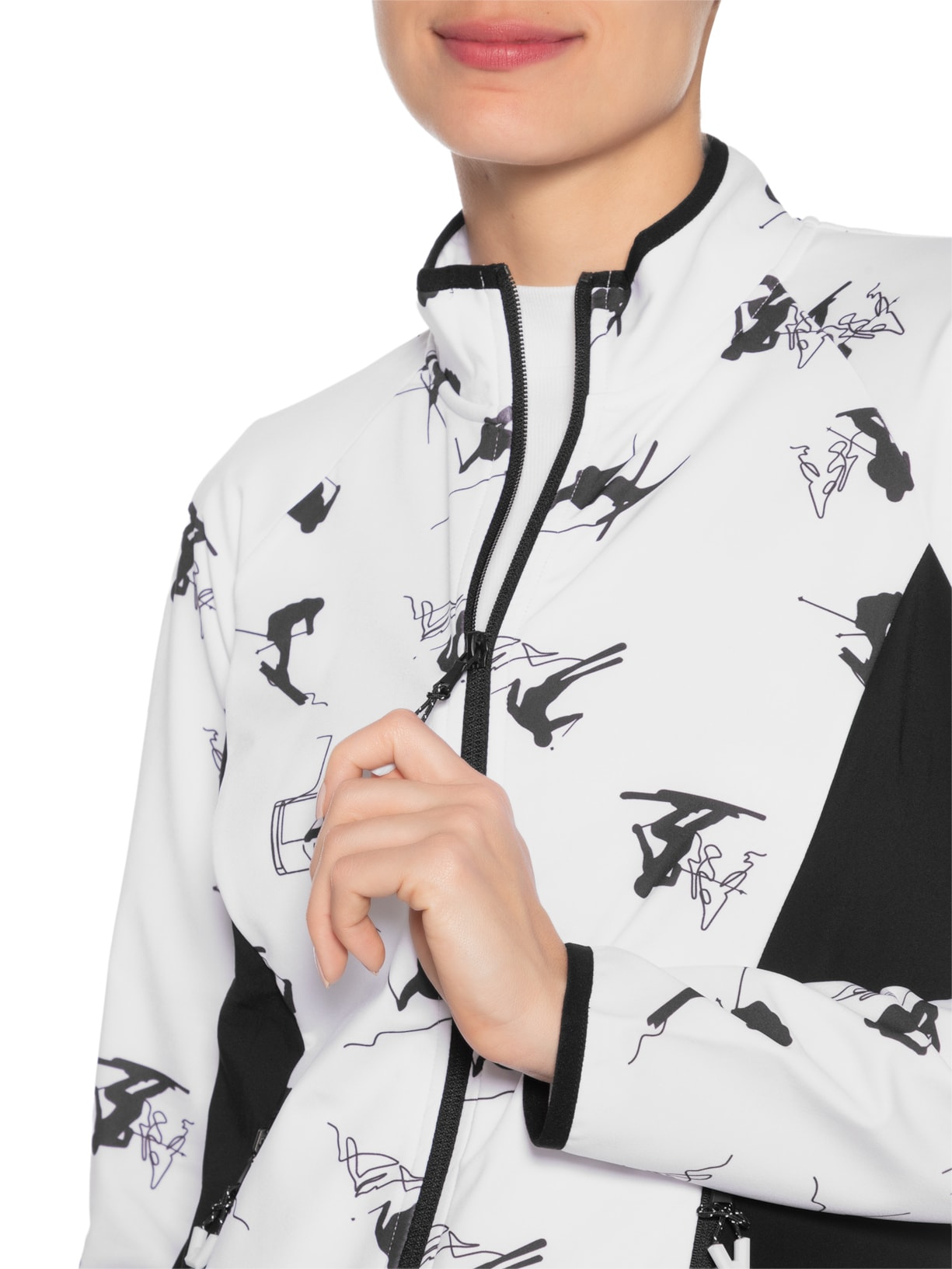 Jaqueta Feminina Estampada Com Recorte Lateral Branco Ea7 Emporio Armani