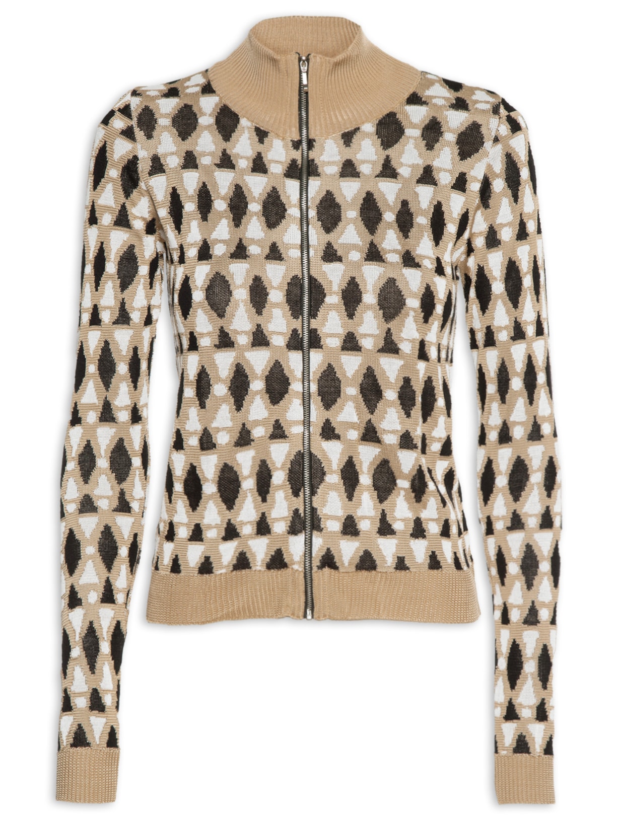 Jaqueta Feminina Estampada Ladrilho - Marrom