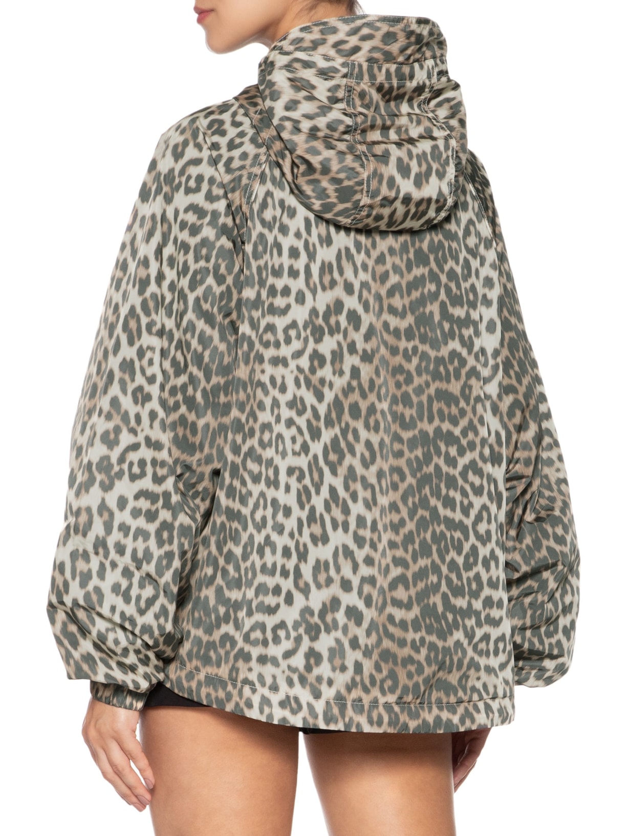 Jaqueta Feminina Flyweight Nylon Animal Print Ganni