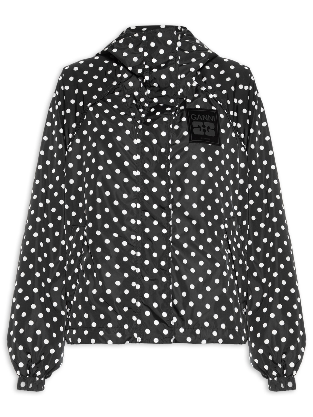 Jaqueta Feminina Flyweight Nylon Printed Preto Ganni