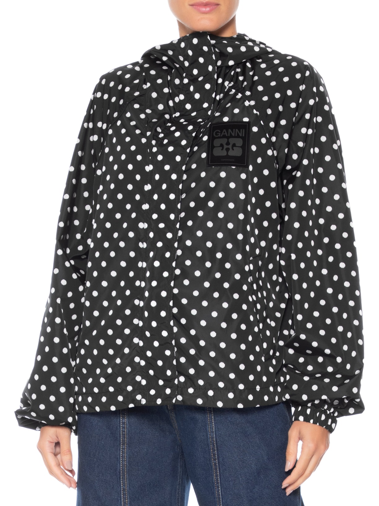 Jaqueta Feminina Flyweight Nylon Printed Preto Ganni