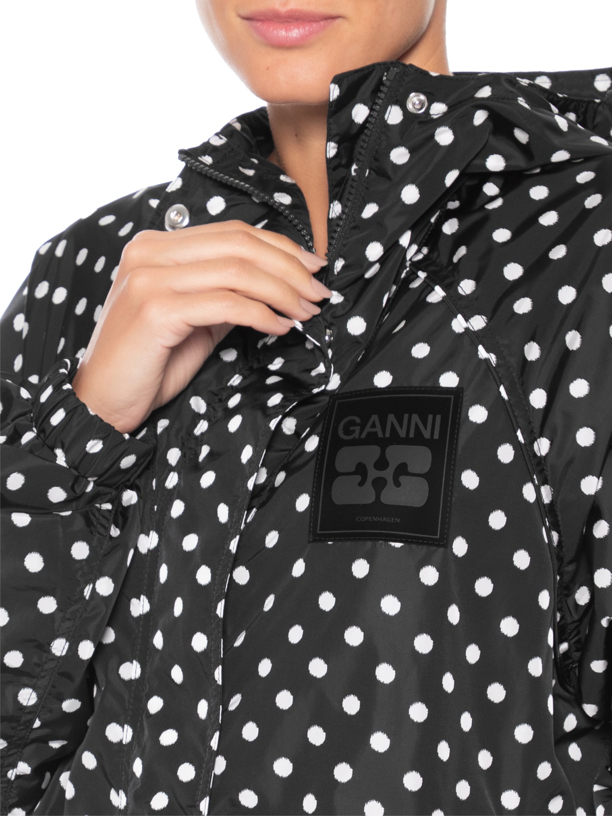 Jaqueta Feminina Flyweight Nylon Printed Preto Ganni